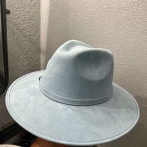 Mens Sky blue Suede Fedora